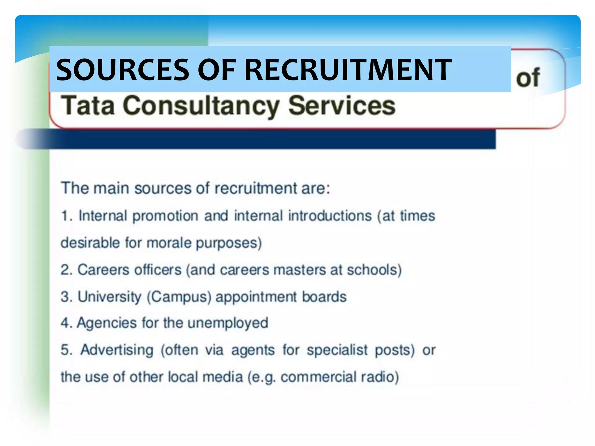 SOURCES OF RECRUITMENT
 