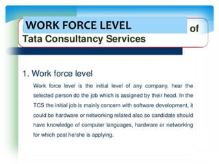 WORK FORCE LEVEL
 