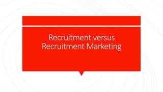 Recruitment versus
Recruitment Marketing
 