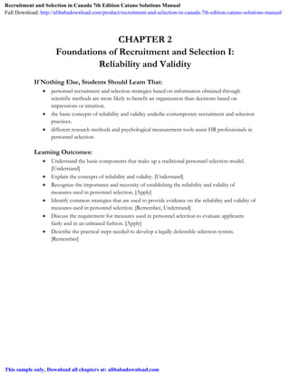 Recruitment and Selection in Canada 7th Edition Catano Solutions 