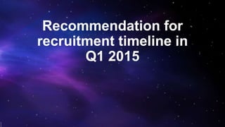 Recommendation for
recruitment timeline in
Q1 2015
 