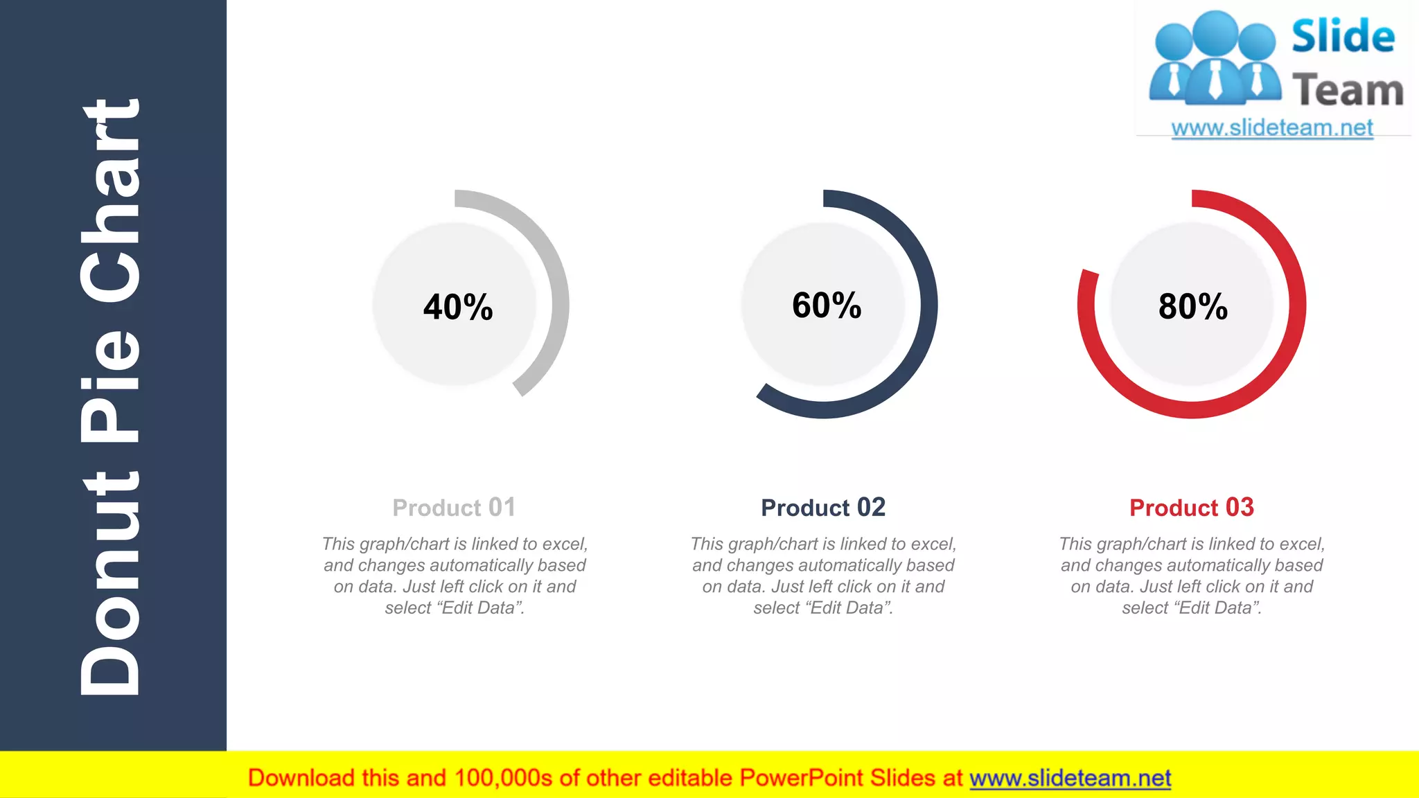 23
DonutPieChart
40%
Product 01
This graph/chart is linked to excel,
and changes automatically based
on data. Just left click on it and
select “Edit Data”.
60%
Product 02
This graph/chart is linked to excel,
and changes automatically based
on data. Just left click on it and
select “Edit Data”.
80%
Product 03
This graph/chart is linked to excel,
and changes automatically based
on data. Just left click on it and
select “Edit Data”.
 