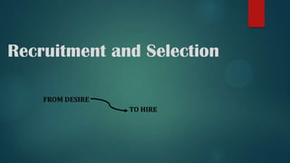 Recruitment and Selection
FROM DESIRE
TO HIRE
 