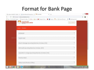 Format for Bank Page
 