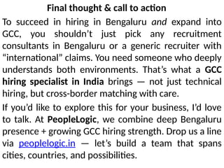 Recruitment Consultants in Bengaluru: How India’s GCC Hiring ...