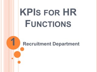 KPIs for HR Functions 1     Recruitment Department 