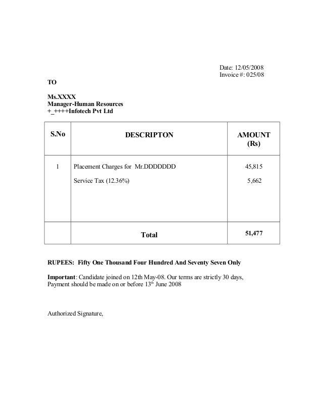 sample bill format