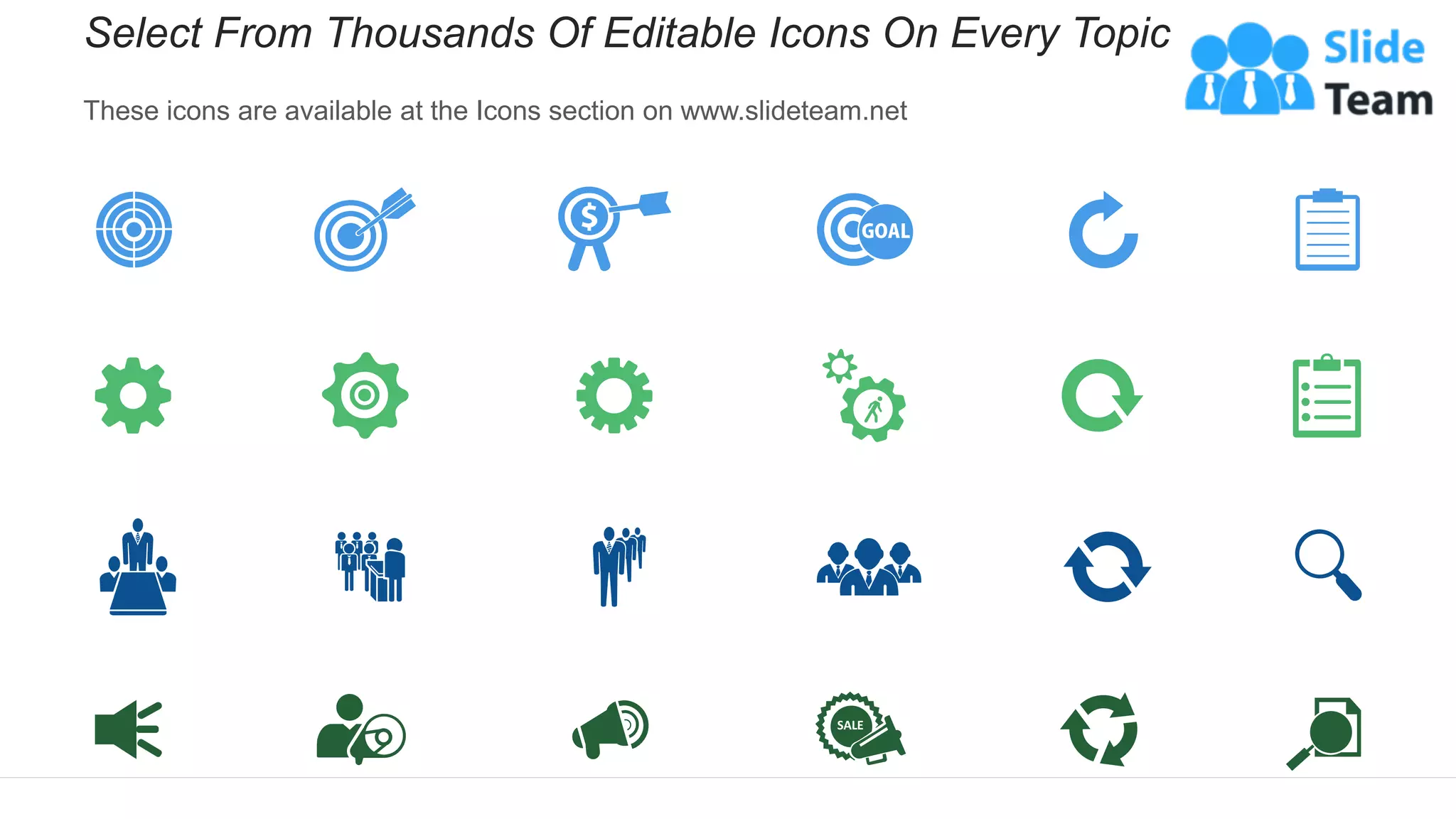 Select From Thousands Of Editable Icons On Every Topic
These icons are available at the Icons section on www.slideteam.net