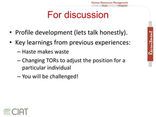 Recruitment and hiring at CIAT