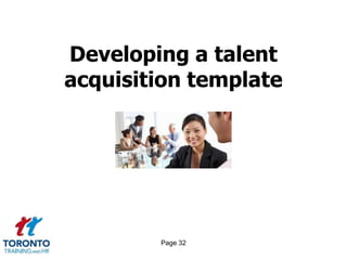 Page 32
Developing a talent
acquisition template
 