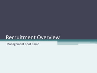 Recruitment Overview
Management Boot Camp
 