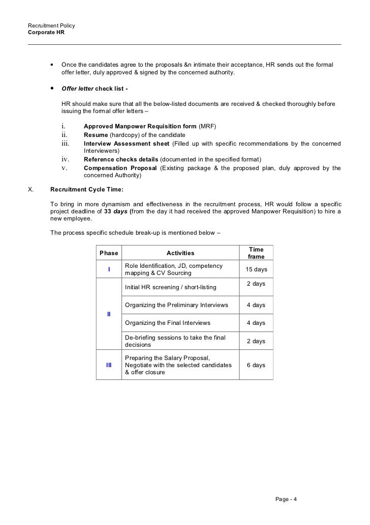 appointment letter format for recruitment recruitment policy appointment letter format for recruitment recruitment policy