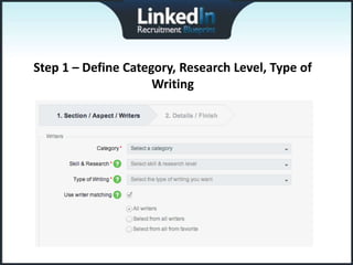 Step 1 – Define Category, Research Level, Type of
                     Writing
 