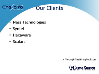 Our Clients Ness Technologies Syntel Hexaware Scalarc Through TheHiringTool.com 
