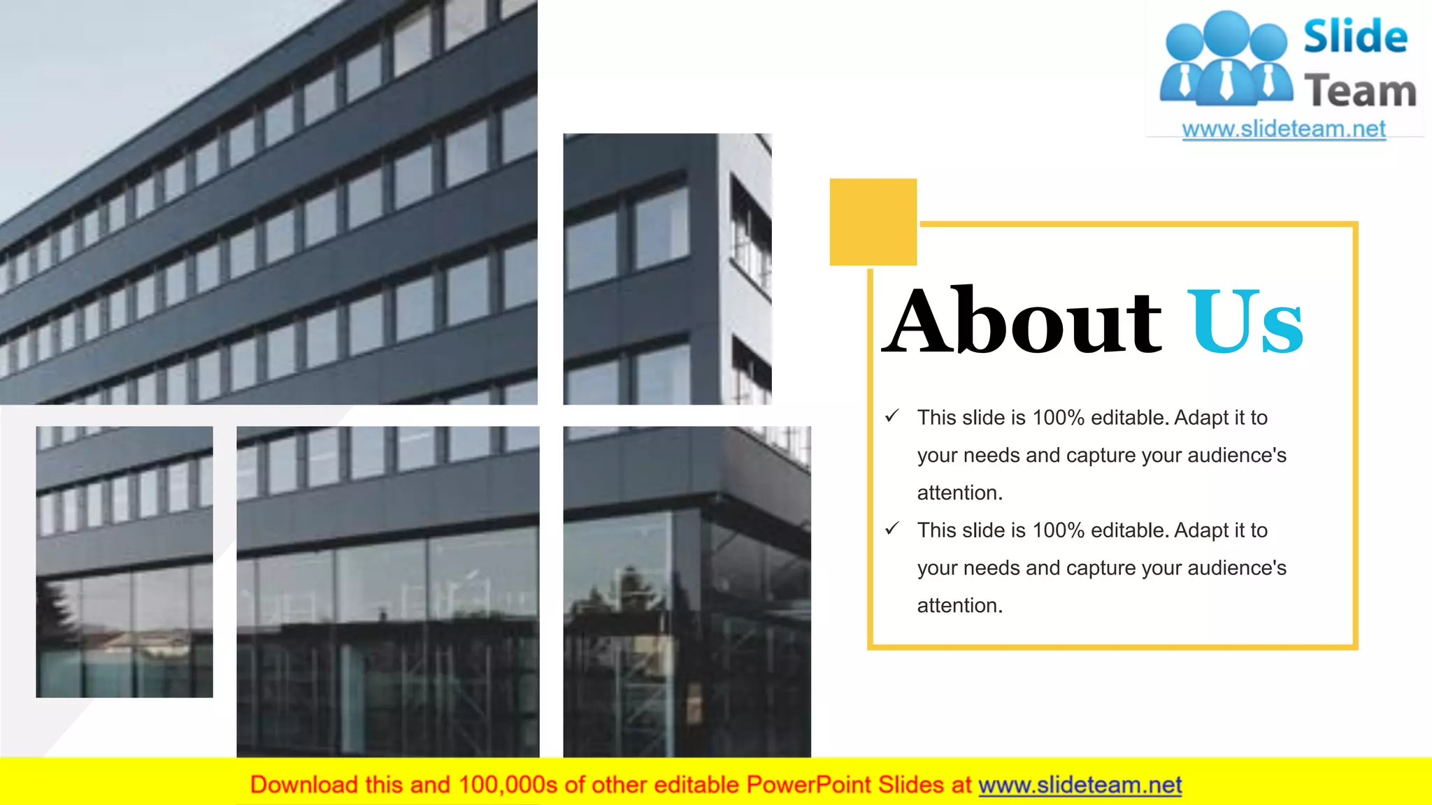 About Us
✓ This slide is 100% editable. Adapt it to
your needs and capture your audience's
attention.
✓ This slide is 100% editable. Adapt it to
your needs and capture your audience's
attention.
 