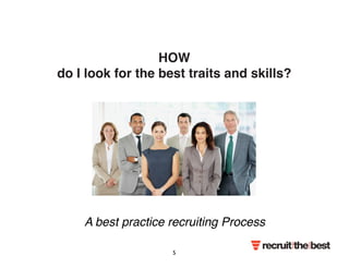HOW 
do I look for the best traits and skills? 
A best practice recruiting Process 
5 
 