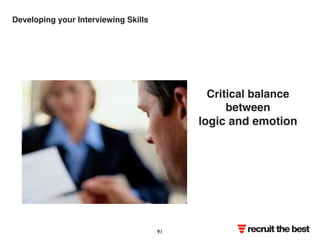 Critical balance 
between 
logic and emotion 
Developing your Interviewing Skills 
recruit the best 91 
 