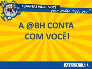 COMO POSSO DIVULGAR?Use a regra dos três C’s:CurtirComentarCompartilharA coordenadoria de Comunicação Externa está sempre postando matérias e notas nos perfis da @BH sobre os processos seletivos que estão ocorrendo. Usando a regra dos três C’s você pode transmitir a mensagem para novas pessoas e possibilitar a elas o acesso essa incrível experiência. 