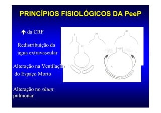 PRINCÍPIOS FISIOLÓGICOS DA PeeP

      da CRF

  Redistribuição da
  água extravascular

Alteração na Ventilação
do Espaço Morto

Alteração no shunt
pulmonar
 