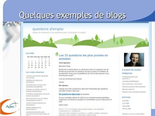 Quelques exemples de blogs 