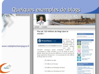 Quelques exemples de blogs www.rodolphechampagne.fr 