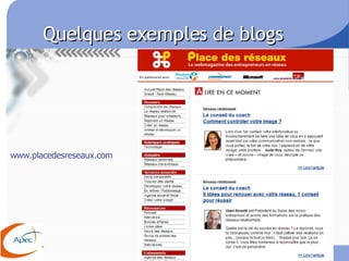 Quelques exemples de blogs www.placedesreseaux.com 