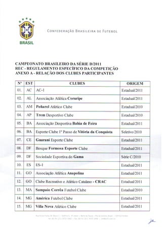 Série D 2011 - Regulamento da competição