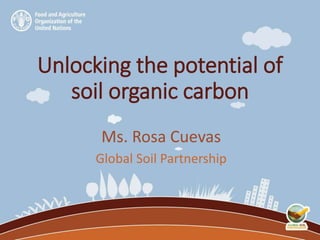 RECARBONIZATION OF GLOBAL SOILS
Ms. Rosa Cuevas
Global Soil Partnership
Unlocking the potential of
soil organic carbon
 