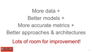 More data +
         Better models +
     More accurate metrics +
Better approaches & architectures
  Lots of room for improvement!
                                    81
 