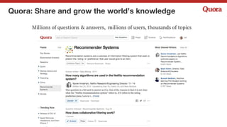 Quora: Share and grow the world’s knowledge
Millions of questions & answers, millions of users, thousands of topics
 