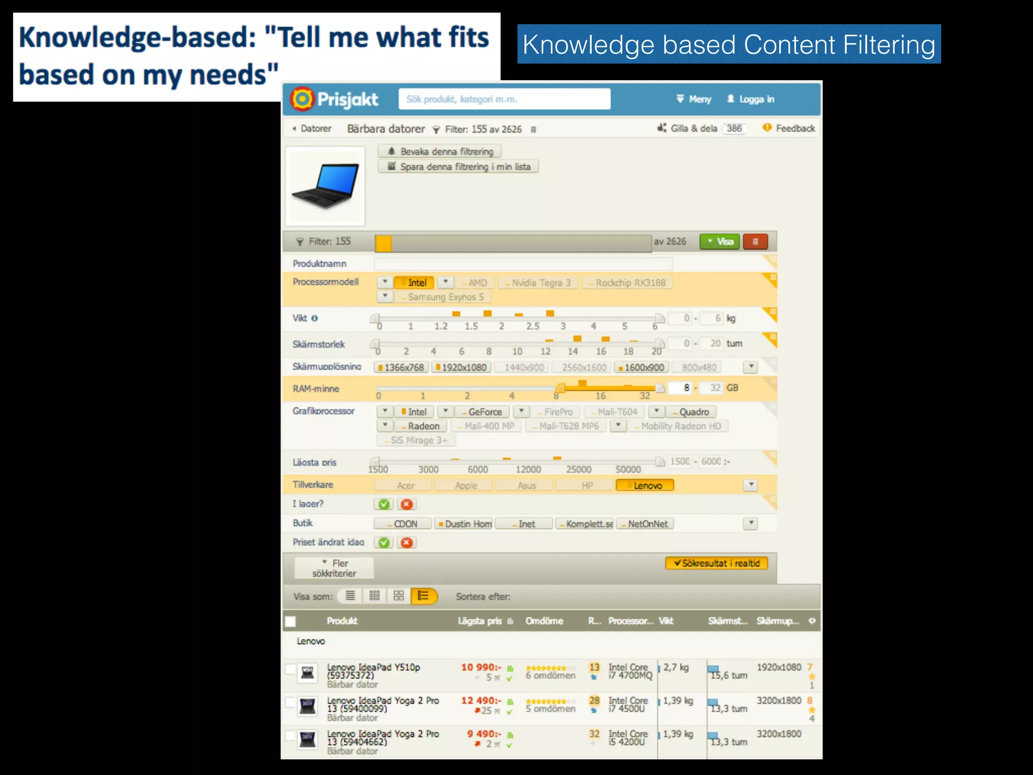 Knowledge based Content Filtering
 