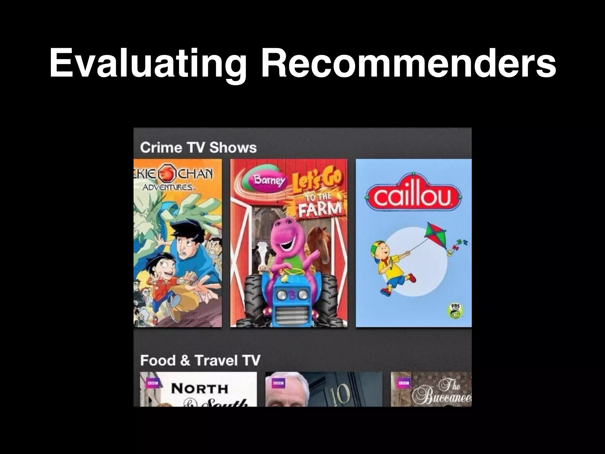 Evaluating Recommenders
rmse(S) =
s
|S| 1
X
(i,u)2S
(ˆrui rui)2
 