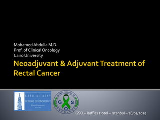 MohamedAbdulla M.D.
Prof. of ClinicalOncology
Cairo University
GSO – Raffles Hotel – Istanbul – 28/03/2015
 