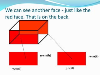 We can see another face - just like the
red face. That is on the back.
7 cm(l)
10 cm(h)
7 cm(l)
10 cm(h)