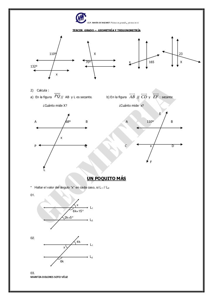 Rectas paralelas-cortadas-por-una-secante ejercicios