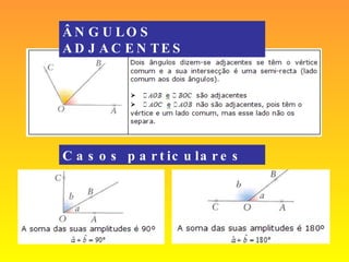 ÂNGULOS ADJACENTES Casos particulares 