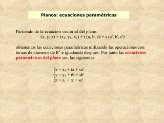 Planos: ecuaciones paramétricas 