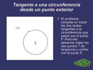 Tangente a una circunferencia desde un punto exterior ,[object Object]