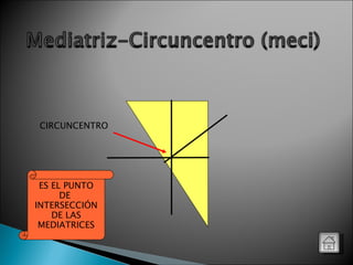 CIRCUNCENTRO ES EL PUNTO DE  INTERSECCIÓN DE LAS MEDIATRICES 