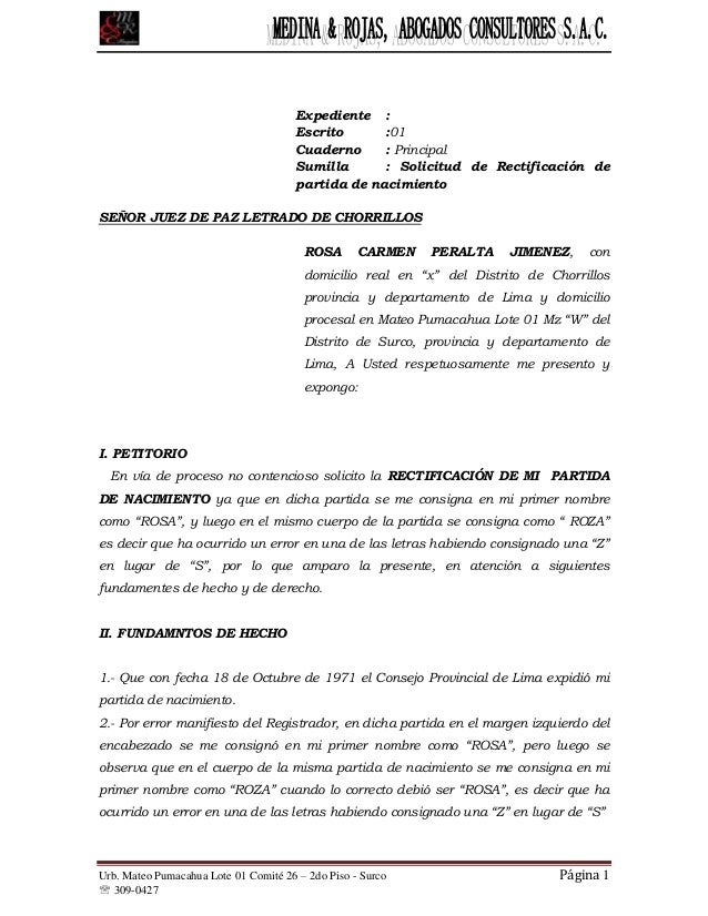 Rectificacion D Epartida De Nacimiento
