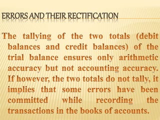 ERRORS AND THEIR RECTIFICATION