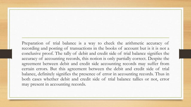Rectification of error under trial balance | PPT