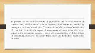 Rectification of error under trial balance | PPTX