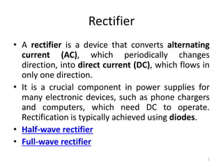 Half wave and Full wave Rectifier Circuit Working and Output wave form ...