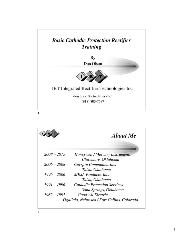 Cathodic Protection Rectifier Training Guide PDF