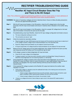Rectifier Inspection Checklist Rectifier Operations & Maintenance - Don Olson - 2.4.2020