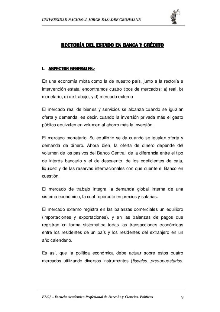 Rectoria Del Estado En Banca Y Credito