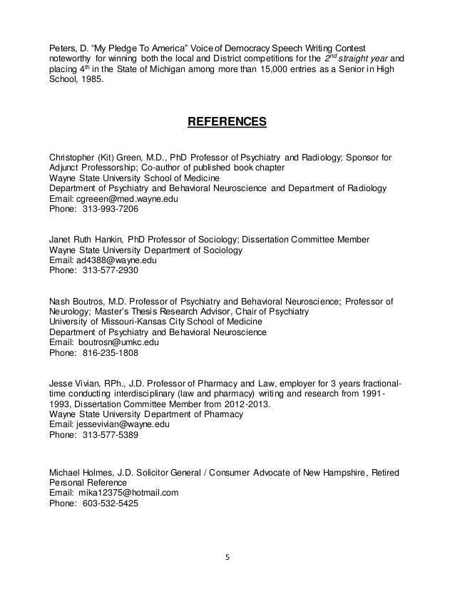 Cv dissertation chair