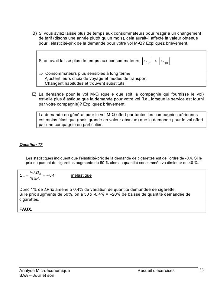 Recueil Dexercices Corriges De Microeconomie