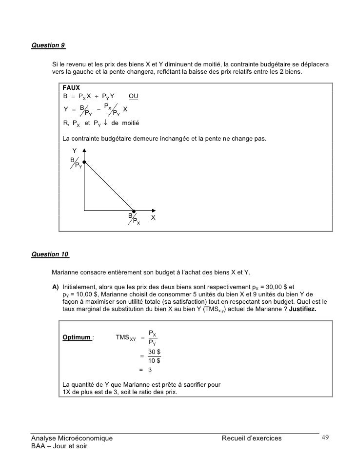 Recueil Dexercices Corriges De Microeconomie